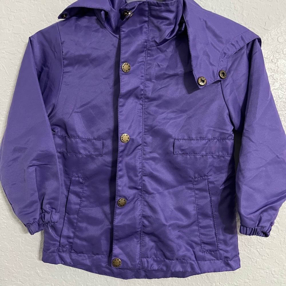 JOMAKE Kids Rainwear Raincoat Kids Boys Girls Jacket Hooded Purple  Size 4 #232